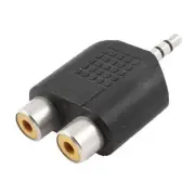 3.5mm Male to Double RCA Female Headphone Adapter Black for Phone