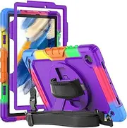 Herize Case Compatible with Galaxy Tab A8 Case 10.5 for Kids with Screen Protector | Full Body Heavy Duty Shockproof Sturdy Rubber Protective Cover W/Stand Shoulder Strap for Tab A8 SM-X200/X205/X207