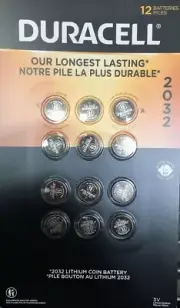 Duracell CR 2032 3V Lithium Coin Batteries 12-count Good Expiration NEW SEALED