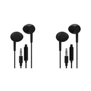 2x Liquid Ears Everyday 3.5mm Wired Bud Comfortable Earphones w/ Mic Black