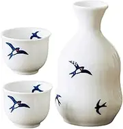 Wine Jug 3 Pieces Ceramic Sake Set Traditional Japanese Sake Cup Set Celadon Wine Glasses Set Japanese Sake Cup Set Sake Pot Set Wine Glass