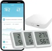 WiFi Temperature Humidity Monitor Bluetooth,3 Pack Room Thermometer Hygrometer