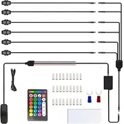Xtevu LED Rock Lights, 8pcs Multicolor Underglow Neon Light, LED Light APP Control Light Strips IP68 Water Proof for SUV ATV UTV (6pcs with 24key Remote Controller)