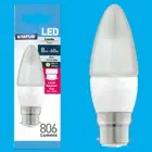 4x 8W (=60W) LED Candle BC B22 Bayonet Cap 2700K Warm White Light Bulbs