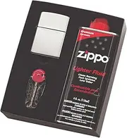 Zippo Lighter and Fluid Gift Set, High Polished Chrome