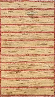 Striped Distressed Gabbeh Kashkoli Oriental Area Rug Handmade Wool Carpet 3'x5'