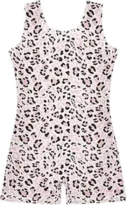 [ODAWA] Leopard Print Beige Girls Gymnastics Leotard Kids Tumbling Unitard Leotards for Toddler 2-10T