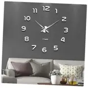 Frameless DIY Wall Clock 3D Mirror Wall Clock Large Mute Wall Stickers Silver