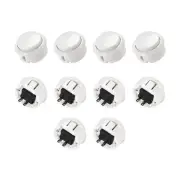 30mm Mounting Momentary Game Push Button Round for Video Games White 10 pcs