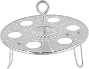 ZLHETWT Egg Steamer Rack, 304 Stainless Steel, 6 Eggs, Foldable, Removable Handle, Silver