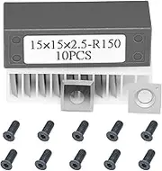 15mm Square Tungsten Carbide Cutter Inserts Knives 15 x 15 x 2.5mm-4 Edges with 6" Face Radius fit for Woodworking Helical Planer Head and CNC or DIY Wood Lathe Turning Rougher Tools 10pcs