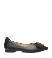 TARRAMARRA Women Ballet Flats Pointed Toe Leather Flats Metal Buckle Decor Pari