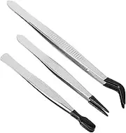 Holibanna 3Pcs Stainless Steel Eyelash Tweezers Multi Use Precision Gripping Tools for False Lashes Eyelash Extensions Lightweight Convenient for Home and Professional Use
