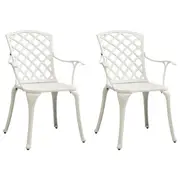 Garden Chairs 2 pcs Cast Aluminium White vidaXL