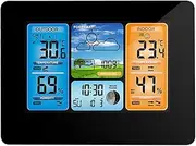 JSEIAJB Multifunction Digital Weather Station LCD Alarm Clock Indoor Outdoor Weather Forecast Barometer Thermometer Hygrometer(White-Cartoon Little Bear Starry sky5)