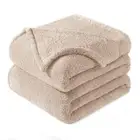 King Size Flannel Fleece Blanket, Super Soft Velvet King ( 90x104 IN ) Beige
