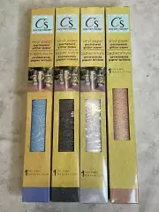 New Crafters Square Permanent VINYL PAPER Glitter Pink Blue Black 4 Rolls 12x48