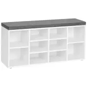 Shoe Bench with Cushion, Storage Bench with Padded Seat, Entryway Bench with ...