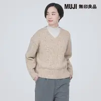 在飛比找momo購物網優惠-【MUJI 無印良品】女羊毛混氂牛毛混紗V領針織衫(共3色)