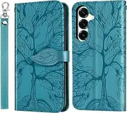for Samsung Galaxy S25+ Case PU Leather Folio Flip Cover with Card Slots, Magnetic Wallet Phone Case for Samsung Galaxy S25 Plus - Blue