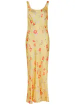 Rixo Bondi Floral-print Satin Midi Slip Dress - Yellow - 10 (UK10 / S) 10 (UK10 / S)