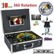 50M WIFI 10"LCD Sewer Pipe Pipeline Drain Inspection System 360 Rotation Camera