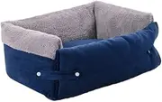 COLLBATH Multifunctional Clamshell Dog Sofa Bed Cozy Blanket for Small to Medium Pets Washable Non Slip Base Soft Material for Comfort Cat Dog House Mat Blue