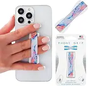 LoveHandle Universal Phone Grip for Most Smartphones, Mini Tablets and Cases, Magic Marble Design Elastic Strap with White Base, lh-01-magicmarble