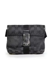 Black Logo Pattern Belt Bag