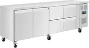 Polar U-Series 4 Drawers and 2 Doors Counter Fridge, 284 Liter Capacity, Silver