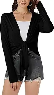 [Yekaty] Lightweight Cardigans for Women Summer Tie Front Beach Coverups Shrug for Dress Sun Wraps