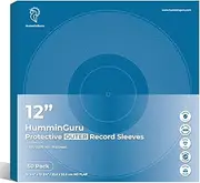 HumminGuru Vinyl Record Outer Sleeves 12 Inch, Crystal Clear, High-Density Plastic Protective Outer Record Sleeves for Single & Double LP Album Covers, 3Mil, 50 Pack (12" Seamless Outer Sleeves)