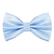 Mens Solid Mini Squares Formal Banded Bow Ties Light Blue Plaid