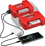 DEWDYS 2 Packs USB Charger Adapter for Milwaukee 18V M18 Battery,for Battery Holder,Power Battery Connector with Output Port with USB and Type-C Charging Interface Power Wheel Adapter (Adapter Only)