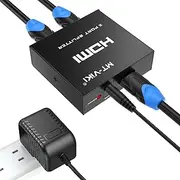 MT-VIKI 4K HDMI Splitter 1 in 2 Out, 1x2 Powered HDMI Splitter for Dual Monitors w/Power Adapter, 4K@30Hz Dual Monitors Mirror for PS4 Fire Stick HDTV