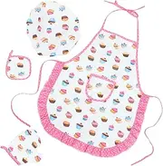 SHINEOFI Boys and Girls Cooking Apron Set Chef Hat Apron Glove Pot Holder Mat Toddler Cooking Set Boys and Girls