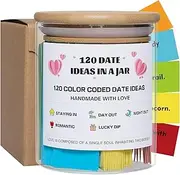 100 Date Ideas In A Jar, Date Night Game Jar, Color Coded Date Jar, Creative Date Night Ideas, Glass Date Jar Couple Present for Wedding Anniversaries Bridal Shower