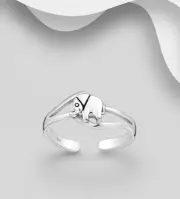 TJS 925 Sterling Silver Toe Ring Elephant Design Adjustable Fine Body Jewellery