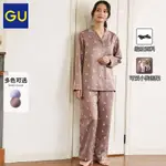 GU極優女裝緞紋睡衣(長袖長褲)(狗)23年春季休閒家居服套裝345069