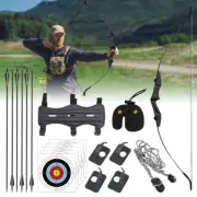 53" Archery Takedown Recurve Bow Carbon Arrow Broadheads Hunting Target Practice