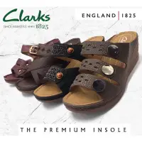 在飛比找蝦皮購物優惠-Clarks 女士奢華坡跟鞋涼鞋 Clarks Wanita