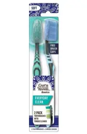 GuruNanda Basic Everyday Soft Toothbrush for Kids & Adults Tounge Cleaner 2 Pack