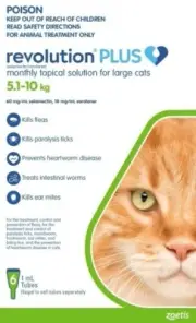 Revolution PLUS for Large Cats 5.1 - 10kg Green 6 Pack Long Expiry