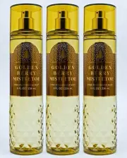 3 Bath & Body Works GOLDEN BERRY MISTLETOE Fine Fragrance Mist Body Spray 8 oz