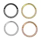 Clicker Hoop Nose Ring Diamante CZ Septum Hinged Cartilage Helix Daith Tragus