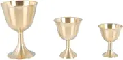 OFFSCH 3pcs Brass Wine Glass Chalice Wine Cup Goblet Retro Cup Temple Offerings Communion Goblet Retro Decor Viking Chalice Communion Decoration Wedding Decor Copper Golden