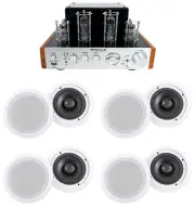 Rockville 2-Tone Tube Amp/Home Theater Receiver+(8) 6.5" White Ceiling Speakers