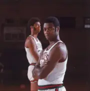 Portrait of Milwaukee Bucks Oscar Robertson with Lew Alcindor duri- Old Photo