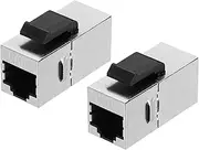 uxcell 2 Pack RJ45 Cat 6 Ethernet Coupler, Cat6 Shielded Coupler Jacks Female to Female Ethernet Adapter, Silver
