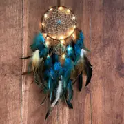 Blue Tree of Life Dream Catcher with LED Fairy Lights - Handmade Wall Hanging Decor